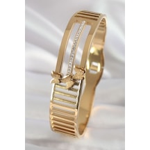 316l Çelik Gold Renk Zirkon Taşlı İşleme Detay Simli Kelebek Figür Kadın Kelepçe - Tj-bb5906 Gold - 650678553 Gold
