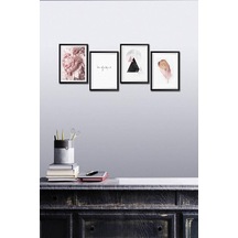 4 Parça Dekoratif Mdf Tablo Seti Çerçeve Görünümlü Dekoliadkd032