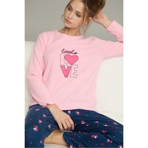 Siyah İnci Örme Pamuklu Pijama Takım25240224 Pembe