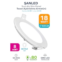 18w Tasarruflu Led Yuvarlak Beyaz Işık Sıva Altı Slim Panel Tavan Aydınlatma Armatürü-8 Adettir