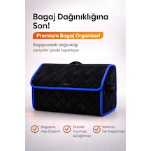 Bagaj Çantası Oto Bagaj Organizer Lüks Tay Tüyü Su Geçirmez Kaymaz Katlanır - Siyah Mavi