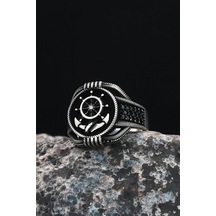Çapa Dümen 925 Ayar Gümüş Erkek Yüzüğü 901225
