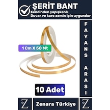 Premium Kendinden Yapışkanlı Su Geçirmez Fayans Arası Gold Şerit Derz Bant 1 Cm X 50 Metre 10 Adet