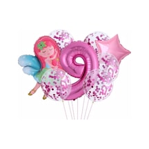 Peri Kızı Yıldız Temalı 9 Yaş Balon Seti Doğum Günü Dekorasyonu Psperiyas Çok Renkli