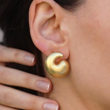 Yan Bottega Gold Bombeli Gümüş Küpe Gümüş