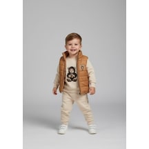 Name Baby & Kids Erkek Çocuk Kapitone Yelekli Takım Nel-2770 Kahverengi
