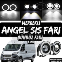 Peugeot Boxer Uyumlu Üniversal Mercekli Angel Sis Farı Metal Su Geçirmez 76 Mm Beyaz Halkalı Gündüz Farı Angel Eyes 2 Adet 00 Şüscaroto Aksesuar