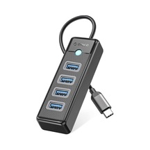 Type-c To Usb-a 3.0 4 Portlu Ultra Slim Usb Çoklayıcı Hub Siyah