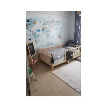 Unisex Montessori Bebek Ve Çocuk Karyolası Doğal Ahşap Yatak 100x200 Doğal