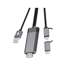 3 İn 1 Usb To Hdtv Cable Görüntü Aktarıcı Portatif Tasarım Çoklu Görüntü Aktarma Kablosu