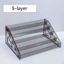 Cordial Transparan Gri 5 Katlı Genişleyen Makyaj Organizer Rafı, Kompakt Vanity Masası Şeffaf Gri