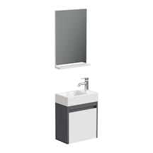 Aqua Bagno Minizia Banyo Dolabı 45 X 26 Cm. Antrasit -beyaz ,lavabo Dahil Abs.50.35.08.01 Antrasit - Beyaz