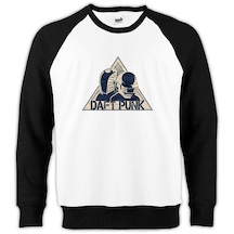 Daft Punk Triangle Reglan Kol Beyaz Sweatshirt