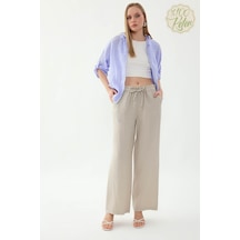 Vitrin %100 Keten Beli Bağcıklı Pantolon Bej