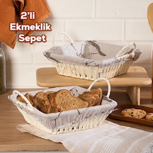 Porsima Mio-021 2li Hasır Görünümlü Kare Ekmek Sepeti Beyaz