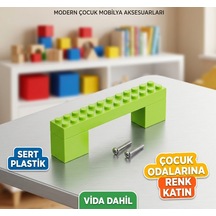 Blok Figürlü Dolap Ve Çekmece Kulpu Çocuk Ve Genç Odası Mobilya Kulpu Tekli 96 Mm Yeşil