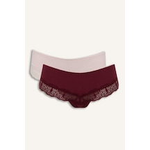 Defacto Dantel Detaylı Ribana 2li Hipster Külot G8362ax26spbr115 Bordo-br115