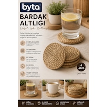 Doğal Hasır Bardak Altlığı 4'lü Set 9 Cm Yuvarlak Supla Kupa Ve Bardak Altlığı Diğer