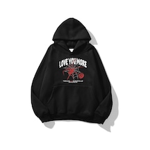 Tarzsokak Unisex Love You More Sweatshirt Hoodie Siyah