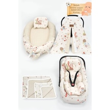 Ortopedik Puset Minder, Çarşaf, Örtü, Pike Ve Anne Yanı Babynest Yatak 6'lı Set, Animal Serisi 1 - 2 Kg