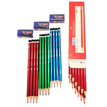 Faber Castell Kırtasiye Kalem Seti Mercanlı Kurşun Kalem Silgi