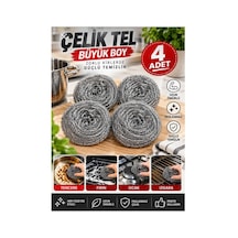 Paslanmaz Çelik Bulaşık Ovma Teli Büyük Boy 4 Adet - 930181921