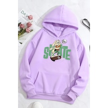 Uyguntarz Unisex All Day Rabbit Baskılı Sweatshirt Lila