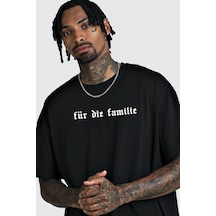 Oversize Unisex Für Di Familie Bisiklet Yaka Örme Siyah T-shirt Siyah