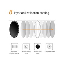 Ndx Filtre Değişken Nötr Yoğunluklu 67 Mm Ayarlanabilir Nd2 - Nd400 + Kamera İçin Mikrofiber Temizleme Bezi