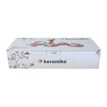 Keramika Kuş Dekorlu Stackable Çay Takımı 8 Parça Renkli