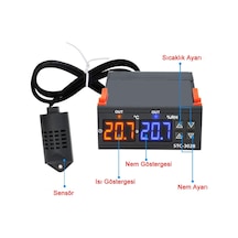 -3028 Isı Ve Nem Termostatı Çift Ekran 220v Isıtıcı Soğutucu Kuluçka Akvaryum Buzdolabı Fırın