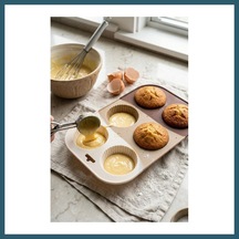 Bezos Kahve Rengi 6 Lı Silikon Kek Ve Çikolata Kalıbı & Muffin Kabı Pişirme Gereci 16x25 Cm Ob
