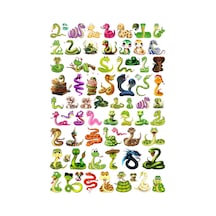 70 Adet Sevimli Yılan Figürlü Sticker Seti - Etiket Seti Scrapbook Bullet Journal Çok Renkli