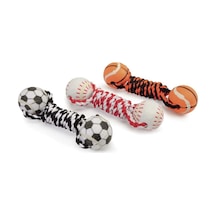 Camon İpli Çift Spor Topu Eğlenceli Ve Renkli Örgülü Köpek Oyuncağı 16 Cm