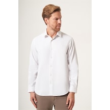 İmza Beyaz-bej Sert Yaka Slim Fit Pamuklu Gömlek 1004265123 Beyaz - K.bej