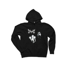 Mayhem Live in Leipzig Siyah Fermuarlı Kapşonlu Sweatshirt Siyah
