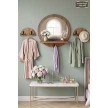 Antik Ahşap Dekoratif 3 Parça Banyo Lavabo Mutfak Aynası Raflı Aynalı Askılık Set Portmanto Oda Duvar Antre Hol Raflı Askılı Ayna Srn-19x Atlantik Çam