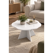 Sulorahome Çiçek Formlu Beyaz Orta Sehpa 70 Cm