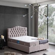 Setaymobilya Baza, Zümrüt Gri Çift Kişilik Baza + Başlık + Orthosoft Yatak