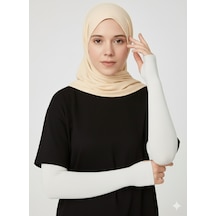 Pratik Tesettür Kolluk Penye Namaz Kolluğu Düz Beyaz