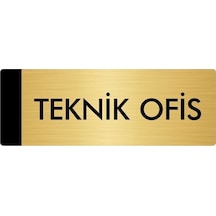 Metal Yönlendirme Levhası, Departman Kapı Isimliği Teknik Ofis 7x20 Cm Altın Renk