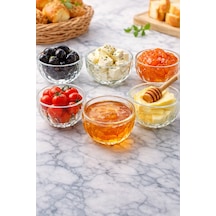 6 Kişilik Cam Kahve Yanı Lokumluk Sosluk Kase Çerezlik Kahvaltılık 135ml Şeffaf