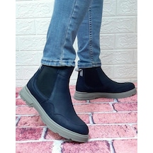 Voyager 5416 Lacivert Fermuarsız Hakiki Deri Ortopedik Erkek Bot