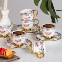 Porsima Ist-169 Yaldızlı Desenli Porselen Fincan Takımı Lila