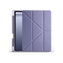 Lexroo Galaxy İle Uyumlu Tab A9 Kılıf Tri Folding Kalem Bölmeli Standlı Kılıf Mor