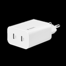 T.tec 2scg01b Smartcharger Duo Pro Gan 50w Pd Seyahat Hızlı Şarj Aleti Usb-c + Usb-c Beyaz