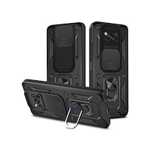 Constraın Xiaomi Poco X3 Nfc / X3 Pro İle Uyumlu Kaze Tora Kamera Korumalı Sürgülü Yüzüklü Armor Military Tank K Diğer