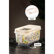 Meleni Home Kayar Kapaklı Etiketli Deterjan Saklama Kabı Krem  7.5 L