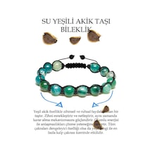Sertifikalı Su Yeşili Akik Taşı Bileklik - Makrome Çok Renkli