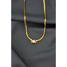 925 Ayar Gümüş Gold Kaplama Mineli Lotus Çiçeği Kolye UVPTS10073